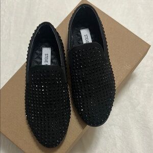 Steve Madden Black Studded Slip-On Loafers